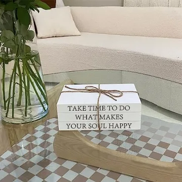 Rustic White Faux Decorative Books for Home Decor