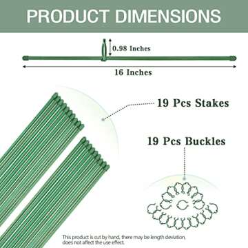 MIALEXO Plant Stakes - Durable 19pcs Support for Indoor & Outdoor Plants