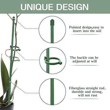 MIALEXO Green Plant Support Stakes - 19pcs Durable for All Plants