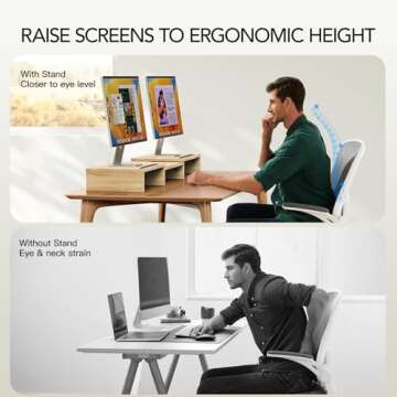 AMERIERGO Dual Monitor Stand Riser for Ergonomic Workspace