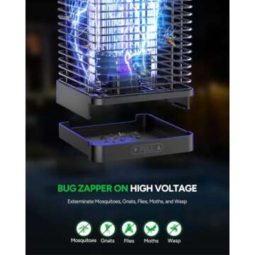 Buzbug LED Bug Zapper Indoor Outdoor, Durable 10 Years Lifespan Lamp, Sustainable Less Power, 6.5ft Power Cord, High-Voltage Mosquito Zapper, Fly Trap Mosquito Trap, Fly Killer Fly Zapper