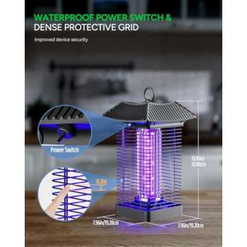 Buzbug LED Bug Zapper Indoor Outdoor, Durable 10 Years Lifespan Lamp, Sustainable Less Power, 6.5ft Power Cord, High-Voltage Mosquito Zapper, Fly Trap Mosquito Trap, Fly Killer Fly Zapper