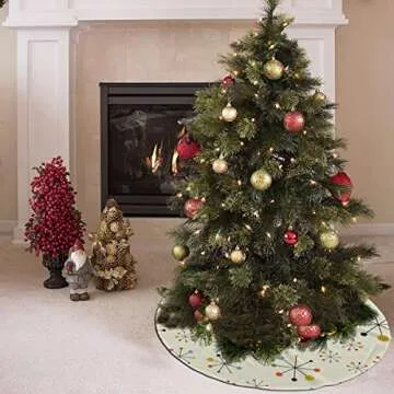 Retro Modern 50S 60S Christmas Tree Skirt 35.5 Inch White