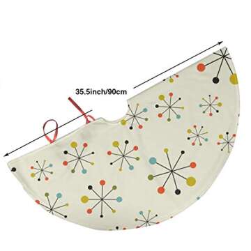 Retro Modern 50S 60S Christmas Tree Skirt 35.5 Inch White