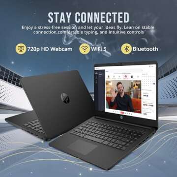 HP Stream 14" HD BrightView Laptop, Intel Celeron N4120, 16GB RAM, 288GB Storage (128GB eMMC + 160GB Docking Station Set), Intel UHD Graphics, 720p Webcam, Wi-Fi, 1 Year Office 365, Win 11 S, Black