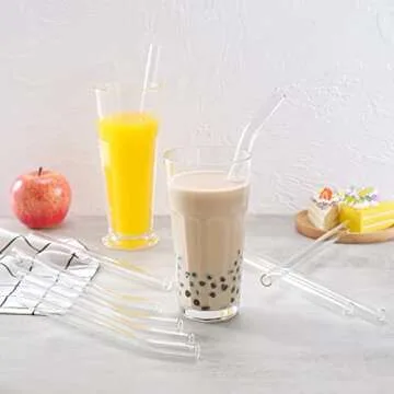 RENYIH 10 Pcs Reusable Glass Boba Straws Set