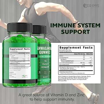 Dr. Emy's Ashwagandha Gummies Vitamin D, Zinc Citrate Boost Supplement Ashwa Gummy Women Men Vegan, Gluten Free, Restore, Rejuvenate, Recharge (2)