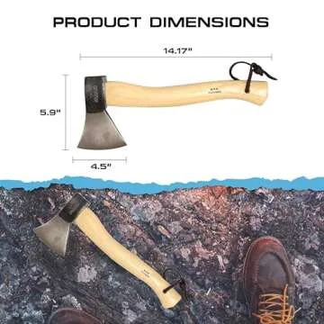Prandi Axes German Style Hatchet 3.003.06.TH- 14.13" x 6" - Traditional Blade Forged Carbon Steel C45 with Hickory Handle - Camping Hatchet for Outdoor Activities - No Sheath Included