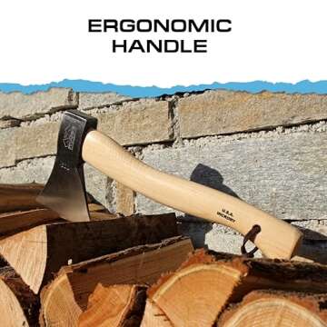 Prandi Axes German Style Hatchet 3.003.06.TH- 14.13" x 6" - Traditional Blade Forged Carbon Steel C45 with Hickory Handle - Camping Hatchet for Outdoor Activities - No Sheath Included