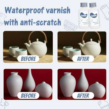 Air Dry Clay Glaze, Clay Varnish for Air Drying Clay, Clear Acrylic Varnish for Craft Pottery Waterproof & Matte Finish