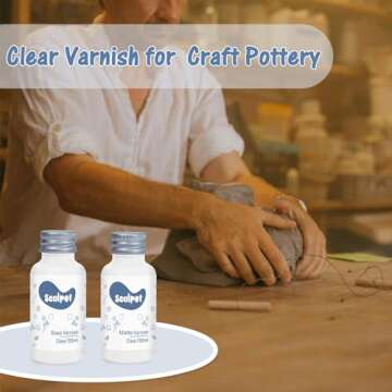 Air Dry Clay Glaze, Clay Varnish for Air Drying Clay, Clear Acrylic Varnish for Craft Pottery Waterproof & Matte Finish