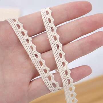 IDONGCAI Narrow Lace Trim Vintage Lace Ribbon - 30 Yards for DIY & Crafts 0.39in Wide