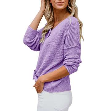Womens Lightweight V Neck Cardigan in R-purple