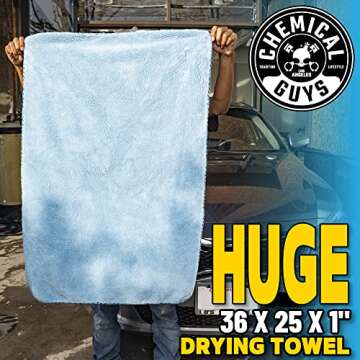 Chemical Guys Woolly Mammoth Large, Super Absorbent and Soft Microfiber Towels for Cars, Blue (36 x 25 inches)