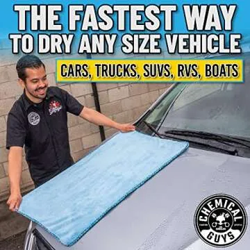 Chemical Guys Woolly Mammoth Large, Super Absorbent and Soft Microfiber Towels for Cars, Blue (36 x 25 inches)