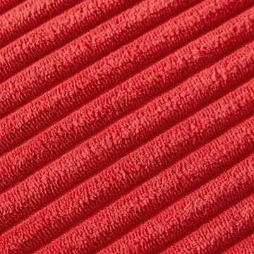 Fancy Homi Pack of 2 Red Decorative Throw Pillow Covers with Pom-poms 18 x18, Soft Corduroy Solid Square Cushion Cases Set for Couch Sofa Bedroom Car Living Room (18x18 Inch/45x45 cm, Red)