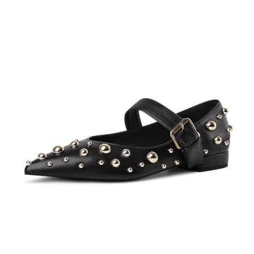 TRKYYK Women's Studded Flats - Comfortable Pointed Toe Design for Everyday Wear
