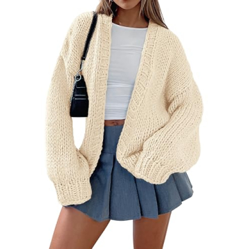 dowerme Women's Oversized Cardigan Casual Long Sleeve Open Front Drop Shoulder Cute Fall Sweaters Ch...