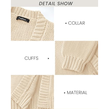 dowerme Women's Oversized Cardigan Casual Long Sleeve Open Front Drop Shoulder Cute Fall Sweaters Chunky Knit Outerwear(Beige,Small)
