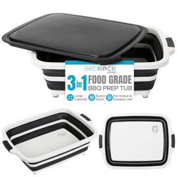 BIRDROCK HOME Collapsible BBQ Prep Tub & Cutting Board - Versatile Grill Caddy