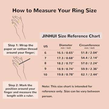 JINHUI Rings with Charms for Girlfriend, 6mm Heart Dangle Ring Graducation Gift 18k Gold Plated Ring Engraved Promise Ring Jewelry (Gold, 10)