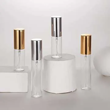ZbFwmx 20 Pack Set 10ML Portable Refill Bulk Atomizer Spray Travel Perfume Bottle Gold Caps