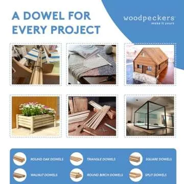 Premium Dowel Rods for Crafting and DIY Projects - 250 Pack
