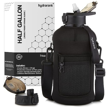 Half Gallon Water Bottle - BPA Free with Sleeves and Straps