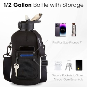 Half Gallon Water Bottle - BPA Free with Sleeves and Straps