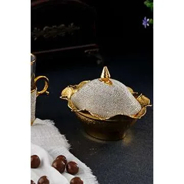 Elegant CopperBull Crystal Coated Brass Sugar Bowl