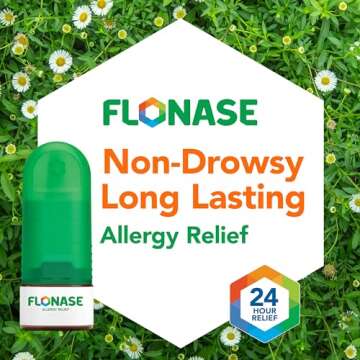 Flonase Allergy Relief Nasal Spray, 24 Hour Non Drowsy Allergy Medicine, Metered Nasal Spray - 144 Sprays- Fall and Seasonal Allergy Relief