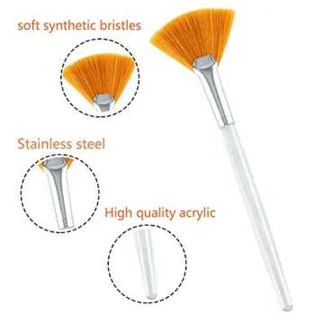 Fciqven 4 Pcs Facial Brushes Fan Mask Brush,Soft Makeup Brushes Cosmetic Tools for Peel Mask Makeup