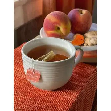 Bigelow Tea Ginger Peach Turmeric Herbal Tea, Caffeine Free Tea with Ginger and Peach, 18 Count Box ...