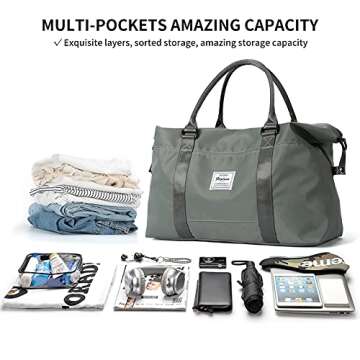 Travel Duffel Bag,Sports Tote Gym Bag,Shoulder Weekender Overnight Bag for Women