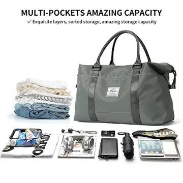 Travel Duffel Bag,Sports Tote Gym Bag,Shoulder Weekender Overnight Bag for Women