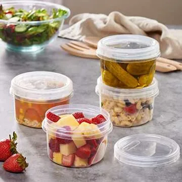 PLASTICPRO 6 Pack Twist Cap Food Storage Containers with Clear Screw on Lid- 16 oz Reusable Meal Prep Containers - Freezer and Microwave Safe Clear Plastic Food Storage