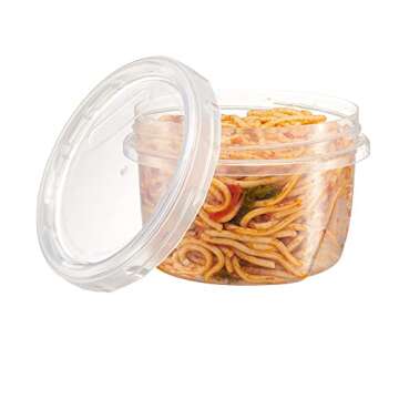 PLASTICPRO 6 Pack Twist Cap Food Storage Containers with Clear Screw on Lid- 16 oz Reusable Meal Prep Containers - Freezer and Microwave Safe Clear Plastic Food Storage