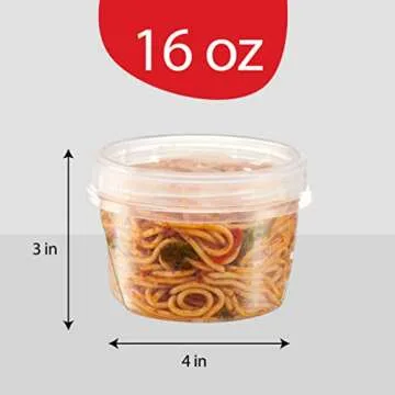 PLASTICPRO 6 Pack Twist Cap Food Storage Containers with Clear Screw on Lid- 16 oz Reusable Meal Prep Containers - Freezer and Microwave Safe Clear Plastic Food Storage