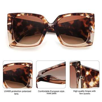 Stylish SOJOS Retro Square Polarized Women’s Sunglasses