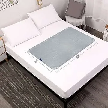 Waterproof Incontinence Bed Pads, Slip Resistant Chuck Bed Pads (52"x34"), Pee Pads Absorbent Underpads, Reusable Waterproof Pad Protector for Children, Pets, Seniors, Gray