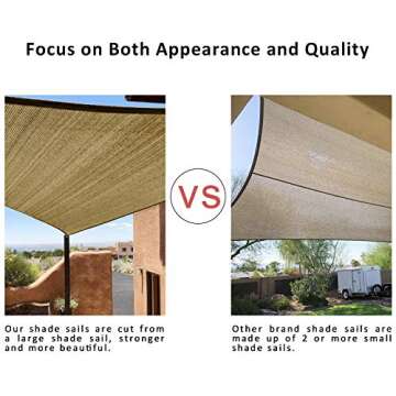 LOVE STORY 12' x 12' x 12' Triangle Straight Sides Sand Sun Shade Sail Canopy UV Block Awning for Outdoor Patio Garden Backyard