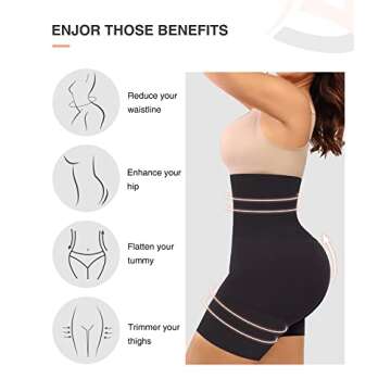 FeelinGirl Body Shaper Shapewear Shorts for Women Tummy Control Shapewear Mid-Thigh Butt Lifter Panties Black XL-XXL