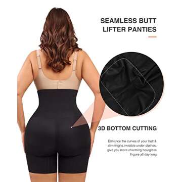 FeelinGirl Body Shaper Shapewear Shorts for Women Tummy Control Shapewear Mid-Thigh Butt Lifter Panties Black XL-XXL