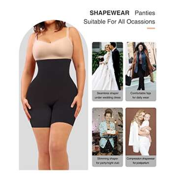 FeelinGirl Body Shaper Shapewear Shorts for Women Tummy Control Shapewear Mid-Thigh Butt Lifter Panties Black XL-XXL