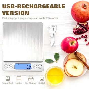 OGWAI Rechargeable Food Scale with Grams and Oz, Multifunction Kitchen Scale for Food - Small Kitchen Appliances