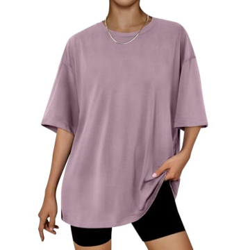 Trendy Queen Women's Fashion Workout T-Shirts - Oversized Summer Tops