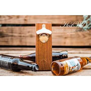 HostWel Magnetic Bottle Opener Wall Mounted and Cap Catcher made of Premium Stainless Steel - Unique Gift for Men, Women and Beer Lovers