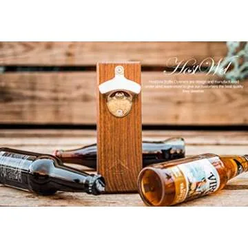 HostWel Magnetic Bottle Opener Wall Mounted and Cap Catcher made of Premium Stainless Steel - Unique Gift for Men, Women and Beer Lovers