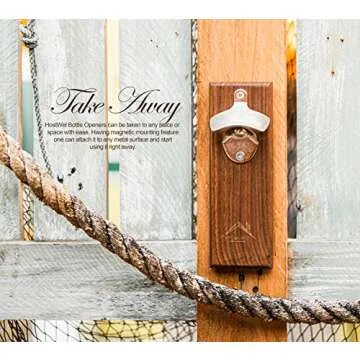 HostWel Magnetic Bottle Opener Wall Mounted and Cap Catcher made of Premium Stainless Steel - Unique Gift for Men, Women and Beer Lovers