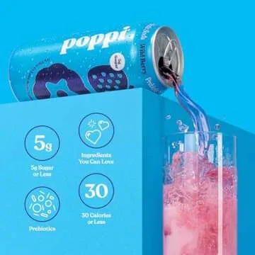 POPPI Wild Berry Prebiotic Soda - Healthy & Refreshing